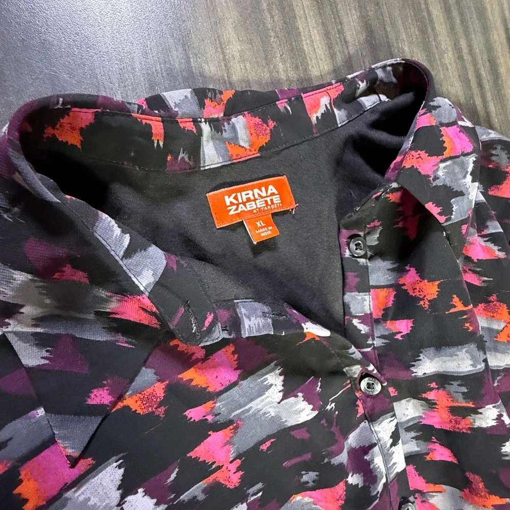 Kirna Zabete at Target XL Button Down Long Sleeve Abstract Print Dress - Picture 3 of 4